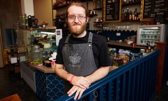 Luke Jones in Tu Mundo café in Prestatyn