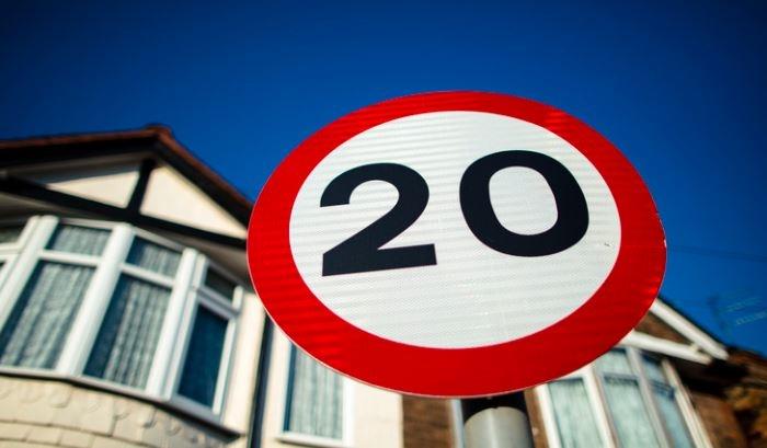 20 mile per hour road sign